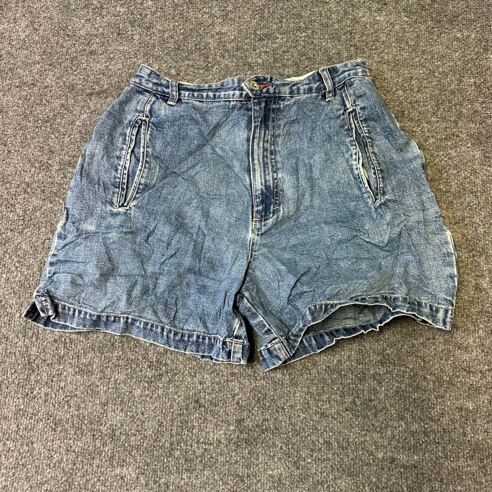 Gloria Vanderbilt Shorts Womens Size 10 Blue Denim High Waisted Pleated Cotton